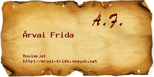 Árvai Frida névjegykártya